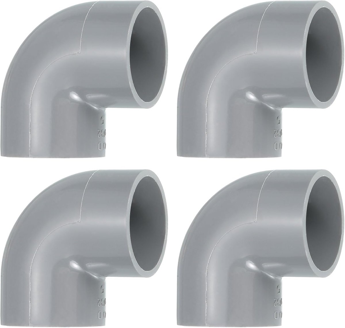 32 mm, 4 stuks, pvc, 90 graden hoekverbinding, verloopstuk, buiskoppeling, adapter voor tuin, boerderij, irrigatie, waterleidingen, grijs