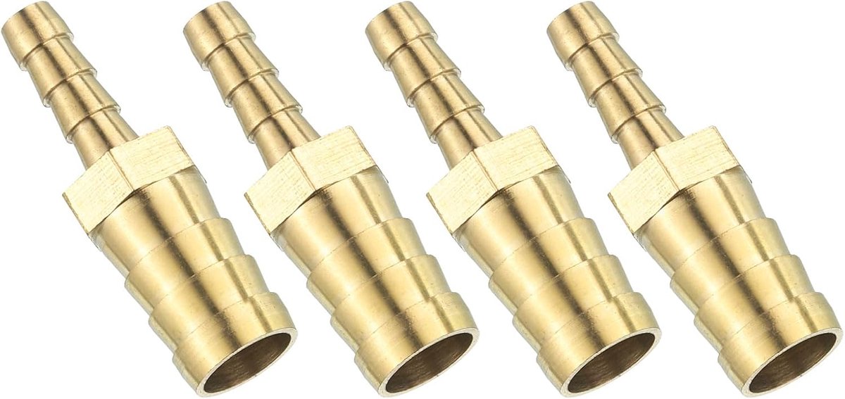 12 mm x 6 mm slangverbinder, messing dubbele nippelkoppeling, 4 stuks slangverbinders, benzineslang, slangkoppelingen, tuinslang voor het verbinden van waterslangen