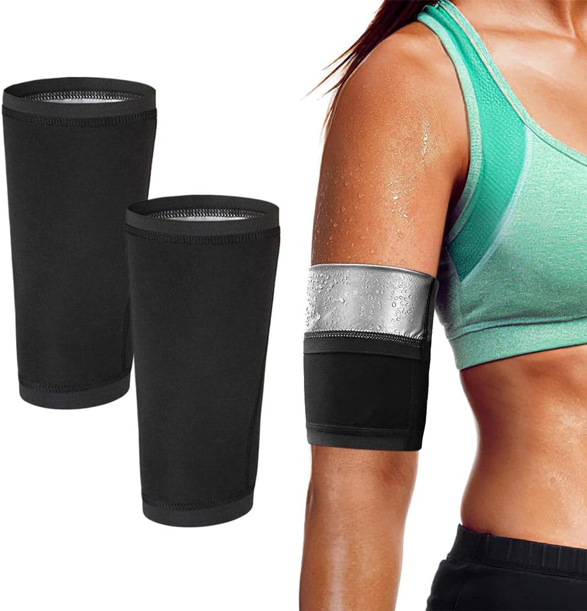 2 stuks sauna-armband, verstelbare arm, fitness, armbanden, elastische armband voor sport, fitness, vrouwen, mannen, zwart, sauna, verstelbare armriem
