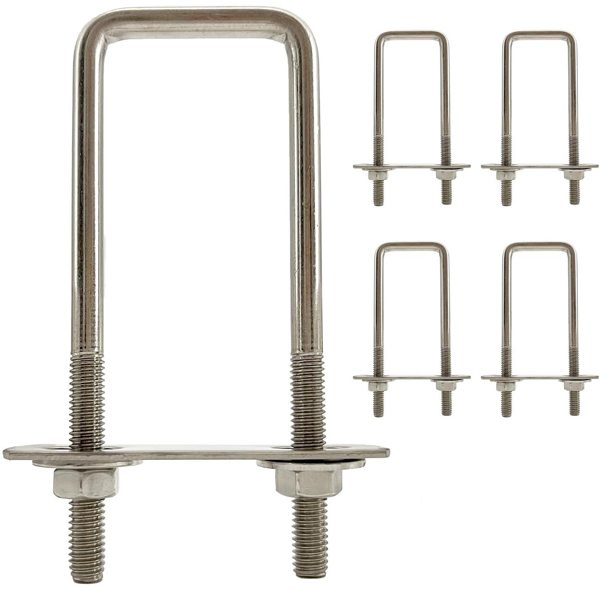 U-bouten, 30 x 95 mm M6, vierkant, roestvrij staal 304, met moeren, frameplaat, ronde sluitringen, beugelbouten voor buisbevestiging, autoslepen (M6 30 x 95 mm)