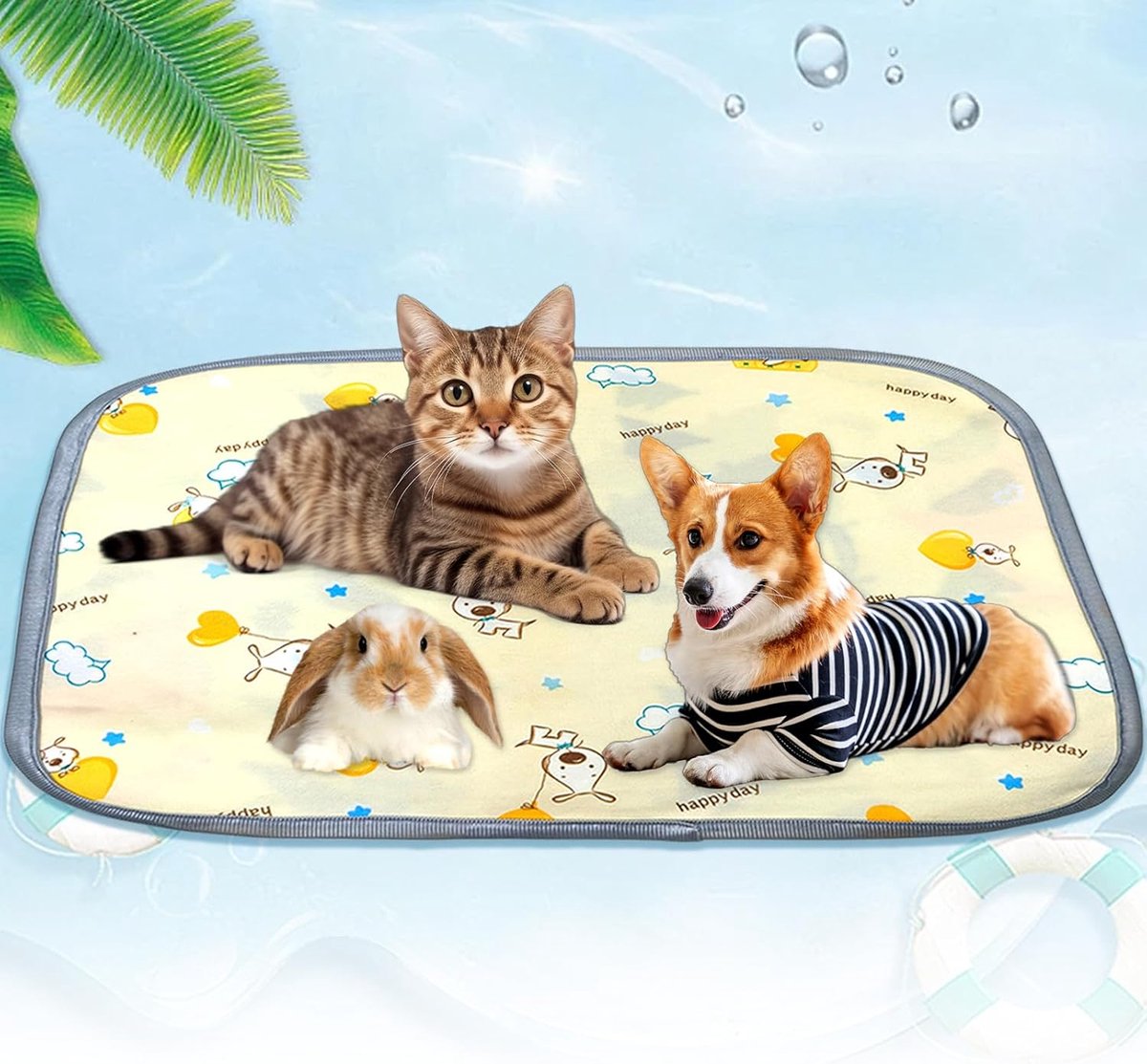 Koelmat voor honden en katten, 40 x 50 cm, wasbaar, koelmat, koeldeken voor honden en katten in de warme zomer (S, geel)
