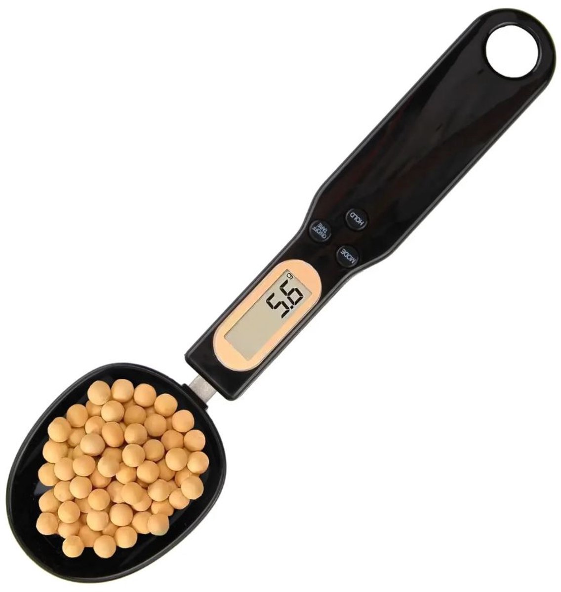 Digitale weegschaal lepel - Lepelweegschaal - Maatlepel - Precisieweegschaal - Eten wegen op lepel - Wegende lepel - Measuring spoon scale - Voedingsweegschaal - Tot 500 gram - Zwart - Jonyx