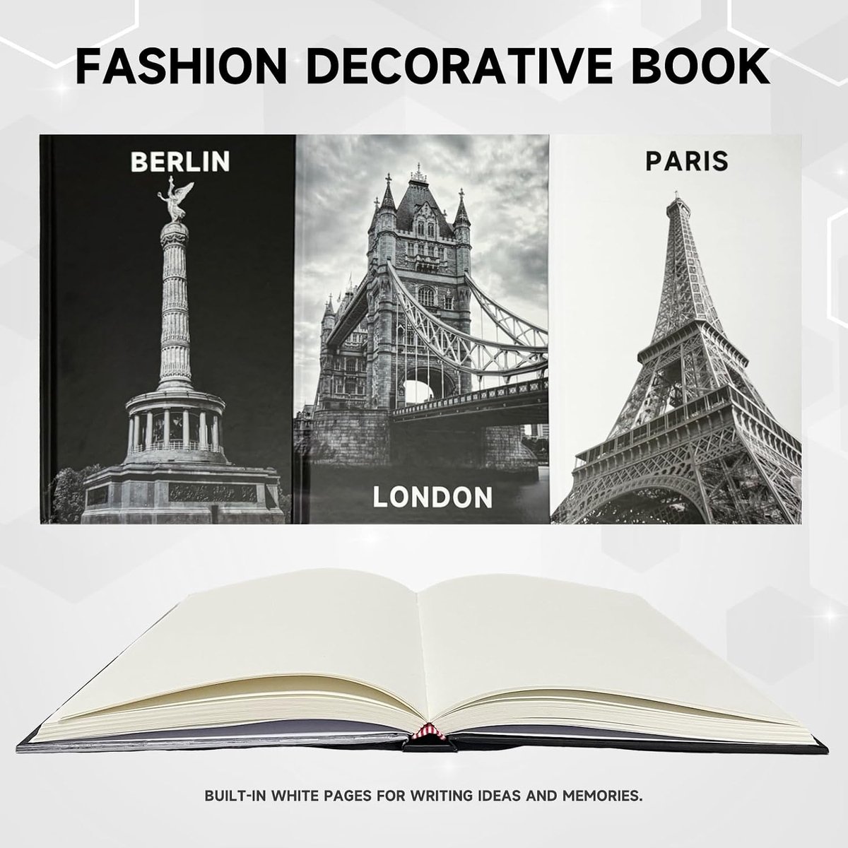 SnelShoppen - Decoratieve Boeken Set van 3 Stuks, Modieuze Decoratieve Boeken met Lege Pagina's voor Woondecoratie, Display Boeken voor Salontafel, Ka