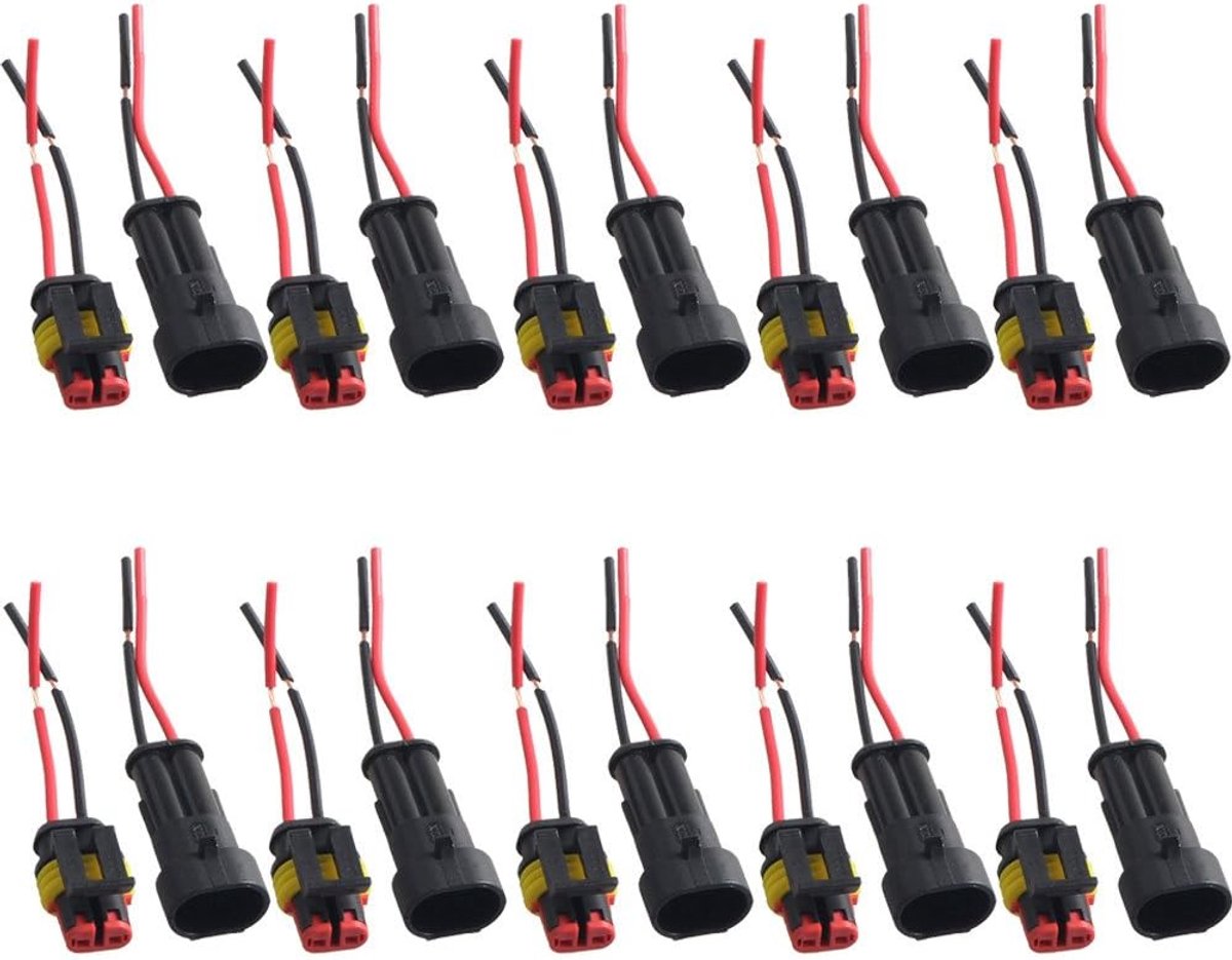 2-polige waterdichte elektrische connector - 16AWG koperen kabel - met nylon omhulsel - ideaal voor motor en scooter - ShopVlot
