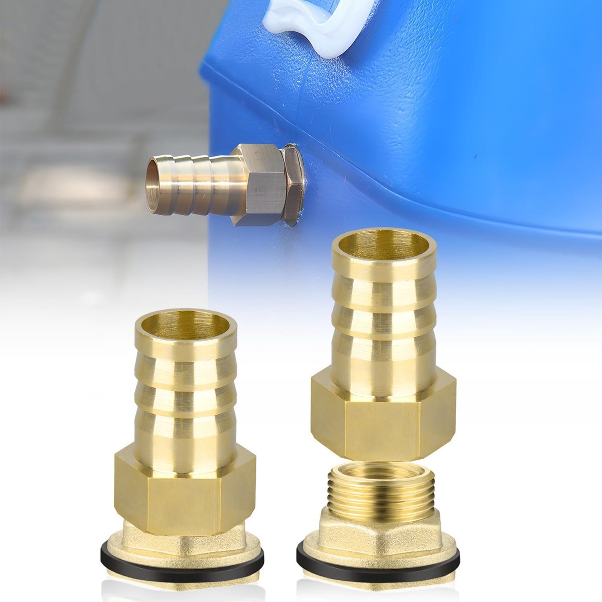 SnelShoppen - Rain Bolt Voeder, 1 Inch Tank Voeder, Messing Slangconnector voor Regenwater vaten, Verbinding met Tuit voor Water Tanks, Cisternen