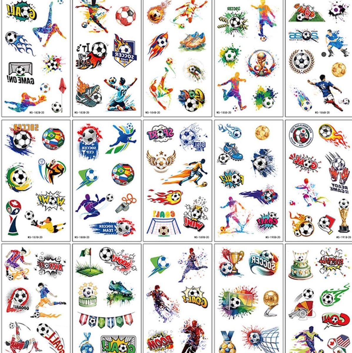 Voetbaltatoeages voor kinderen - 20 vellen - tijdelijk en waterdicht - huidvriendelijk en leuk voor feestjes - ShopVlot