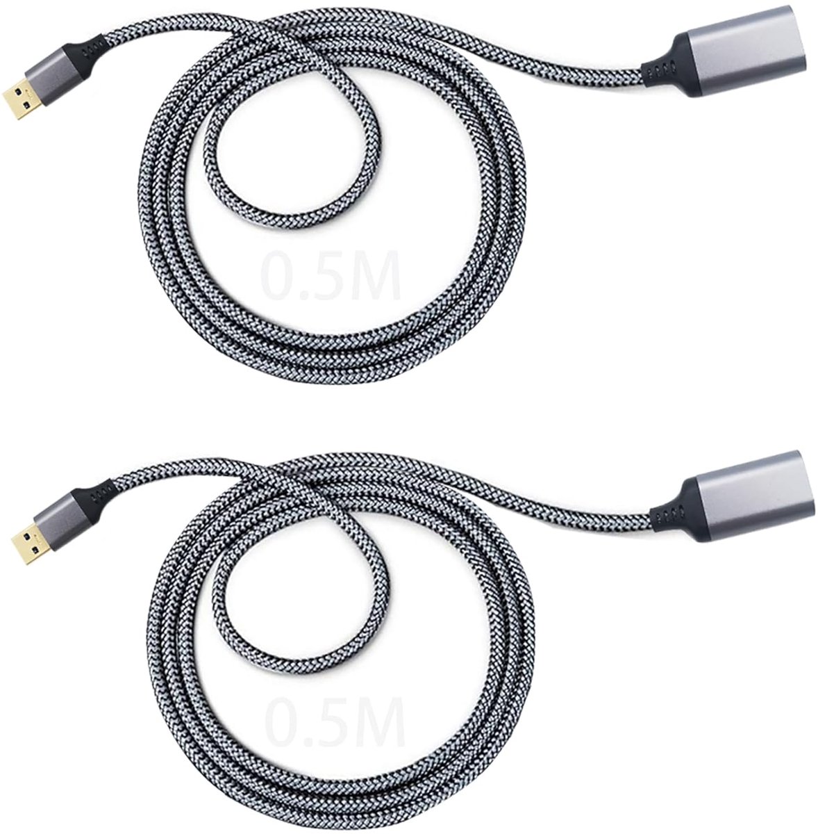 USB verlengkabel 50 cm - USB 3.0 - Nylon - Hoogwaardige datatransfer voor printer - SnelShoppen