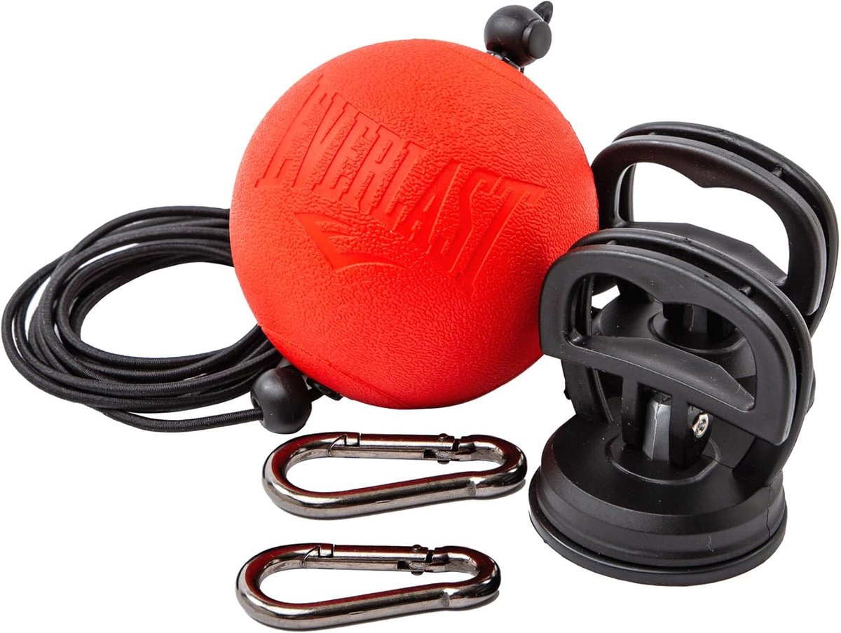 SnelShoppen - Onisex Sport Boksen Gymnastiek Ballen voor Volwassenen, Powerlock Dubbel Eind Reflexbal, Rood, Verstelbaar met Opbergtas