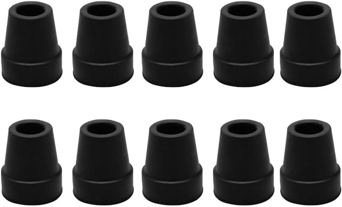 10 stuks rubberen doppen, wandelstokken van rubber, reservedop van rubber, rubberen doppen, rubberen stokken, voor trekkingstokken, klimhengel (zwart)
