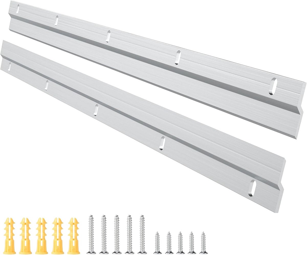 1 paar Z-klemmen om op te hangen, zware belasting, 45 cm, zeer belastbaar ophangsysteem, Z-hangers met schroeven voor zware frames, hoofdeinde van bed, spiegel, rek