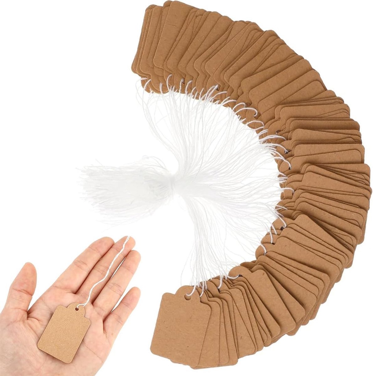 200 Stuk Geschenk Tags Prijs Tags Kraft Papieren Hanger met Draad, Handgemaakte Lege Hangende Labels voor Kleding Sieraden Display, 3 × 4,8 cm