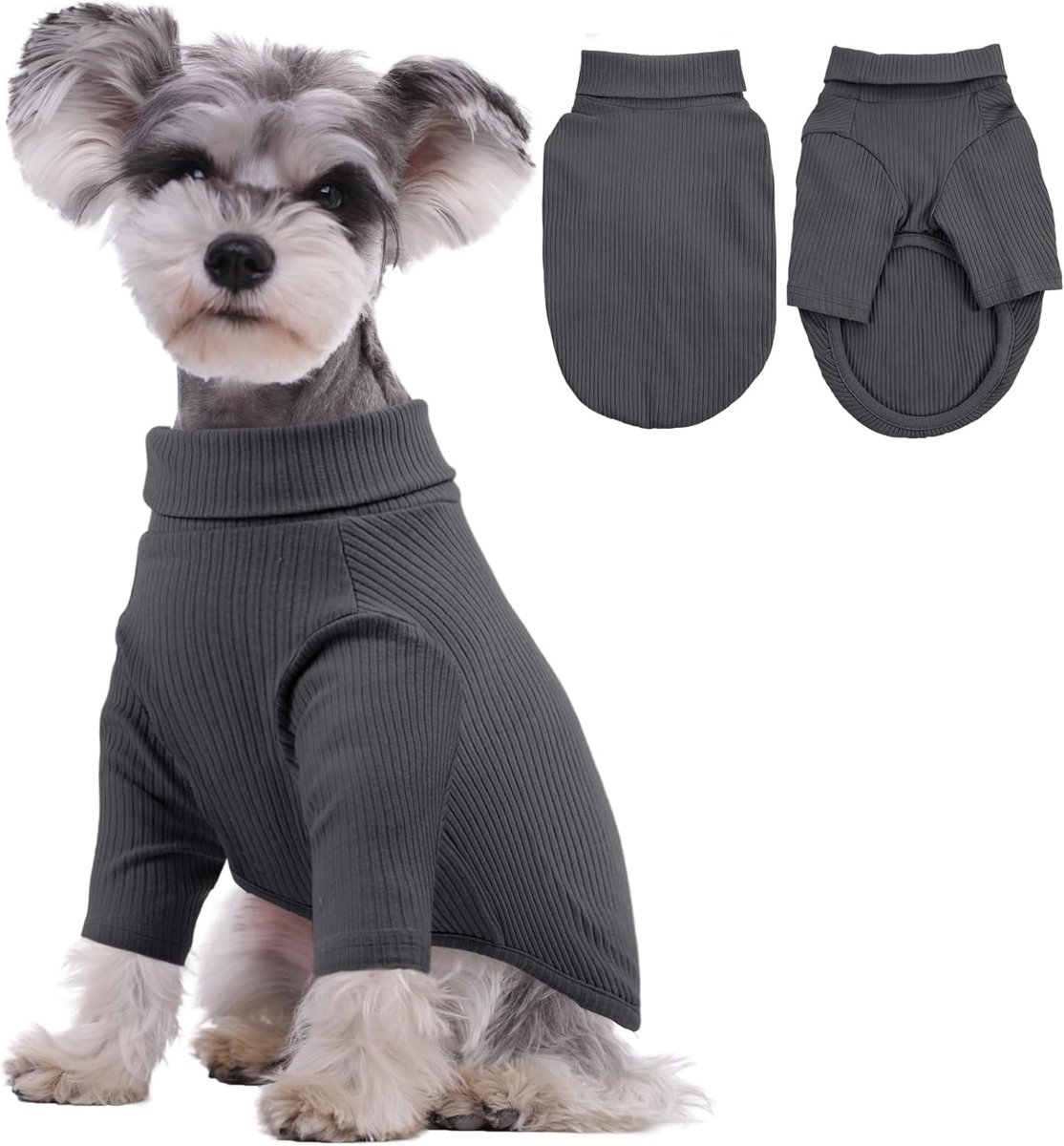 Gezellige hondentrui, onesie, medium, zachte gebreide pyjama met lange mouwen, schattig sweatershirt voor honden, warme winterkleding, huisdierkleding, grijs, M