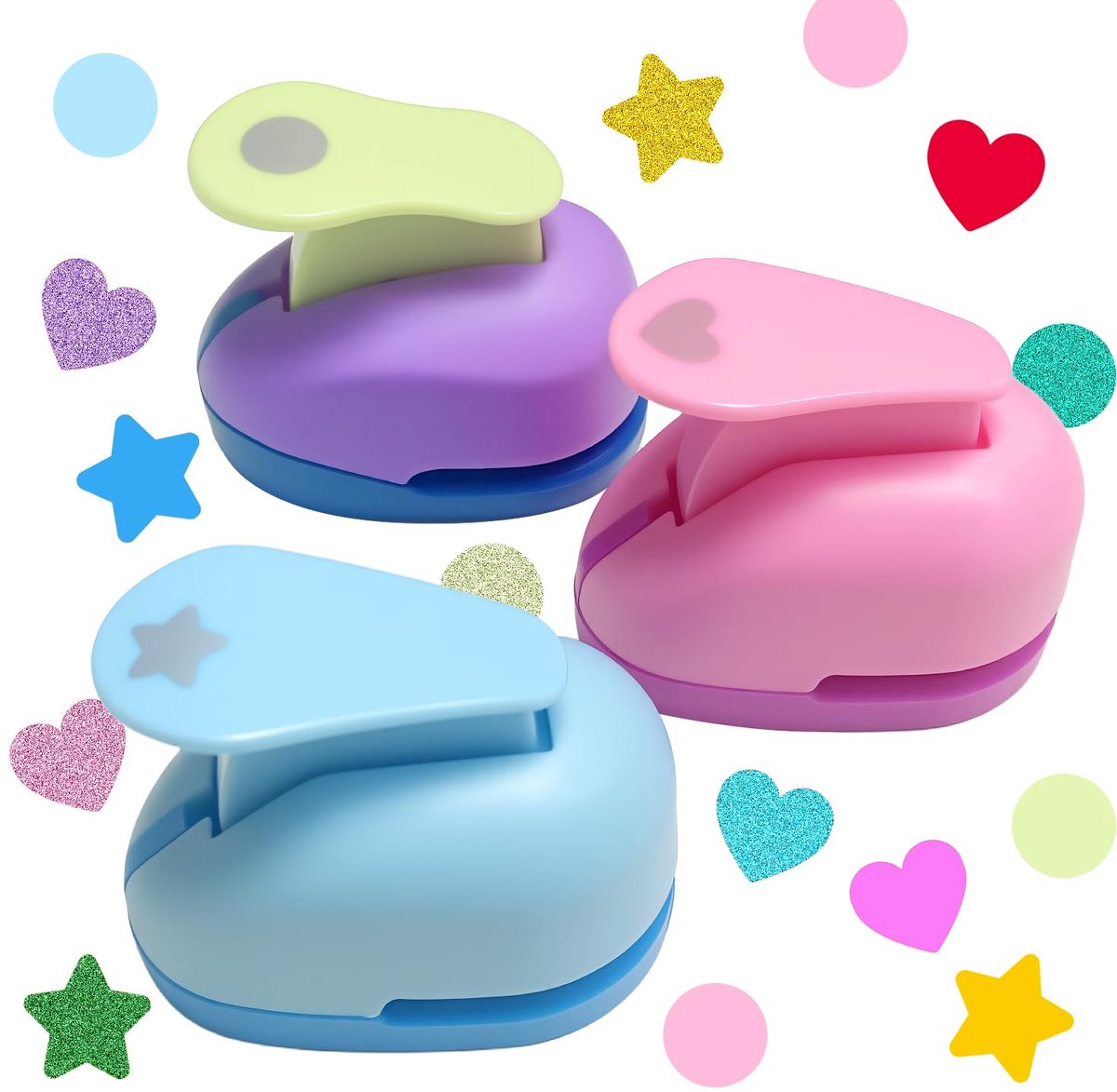 3 stuks stansset motiefpons stans kinderset Star Heart ronde cirkelpons voor scrapbooking DIY decoratief schilderij bladwijzers wenskaarten album ambachten