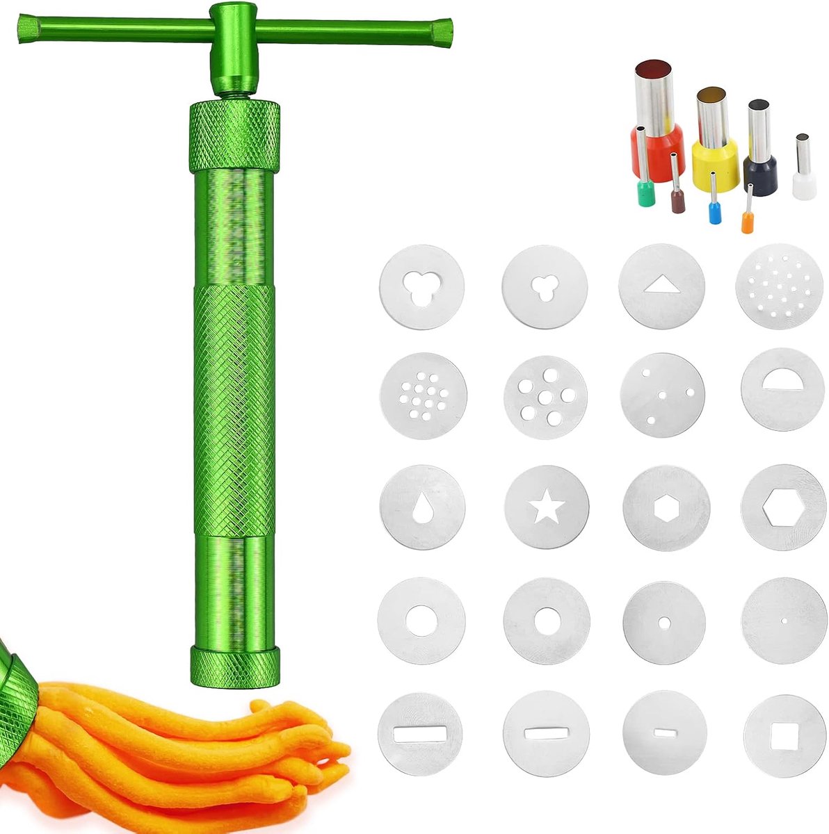 klei handwerk, roestvrij staal suikerpasta extruder, fondant pers met 20 vormen, decoratief gereedschap bakken