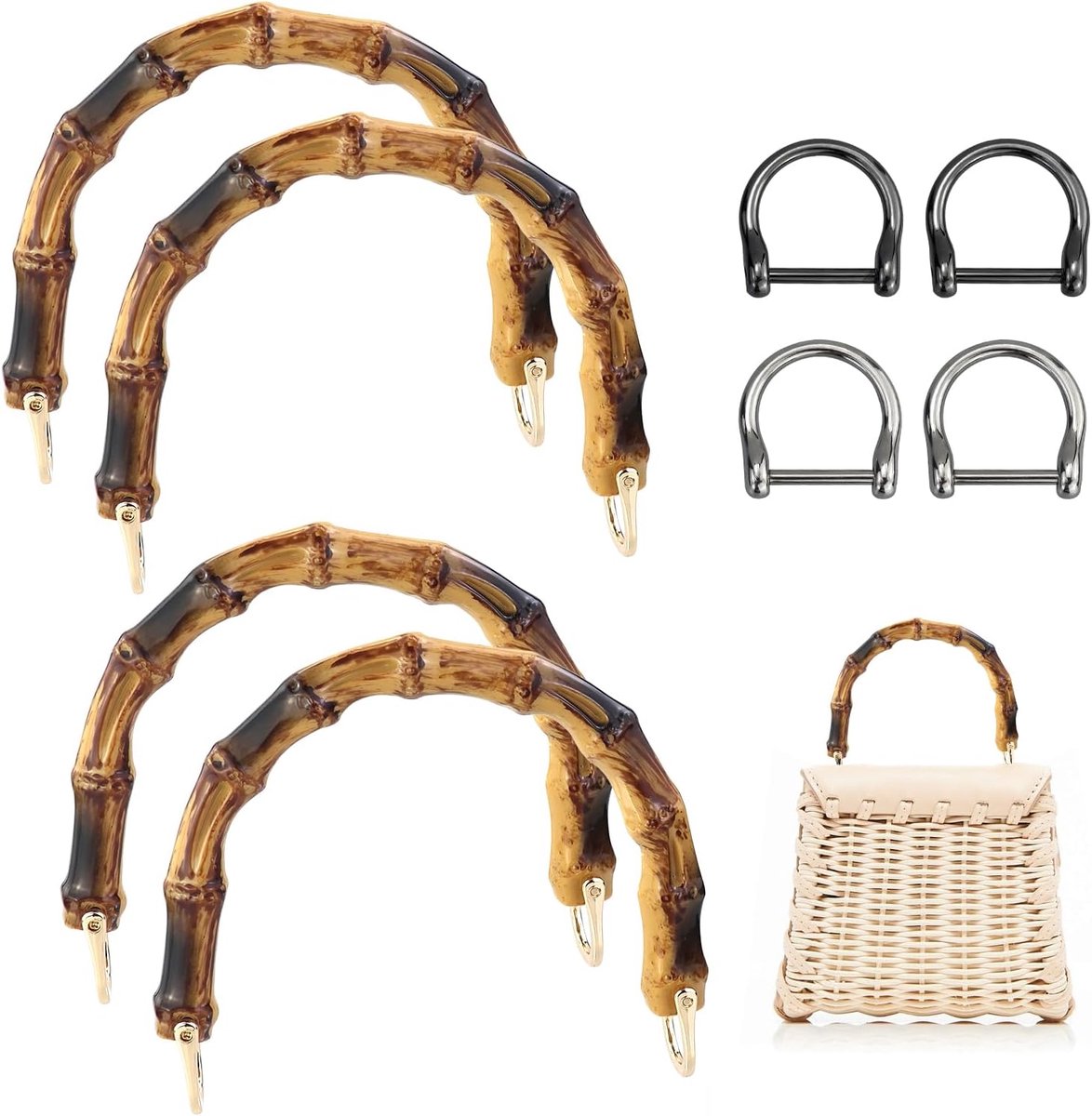 4 stuks zakhengsels voor haaktassen, tasgrepen, handvat voor handtassen, tasgrepen,hengsels voor tassenaccessoires voor het maken van tassen, reservegrepen, knutselwerk