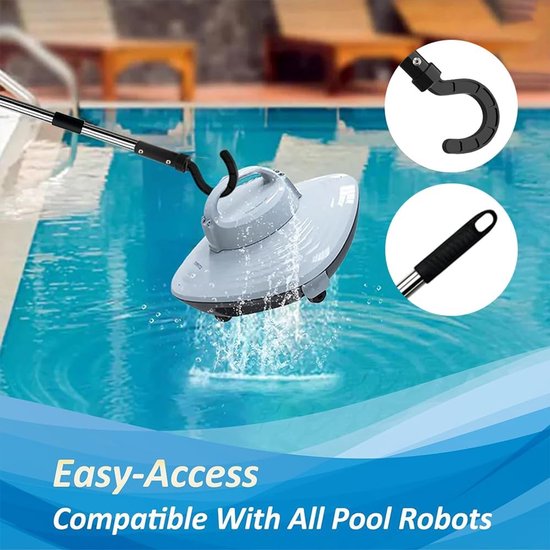 Haak voor poolrobot, Poolhaak voor stangen met telescoopsteel 185 cm, Poolhaak voor poolzuigerrobot, Poolreinigingsaccessoires haak, Generieke haak voor poolreiniger robottoebehoren — afbeelding 4