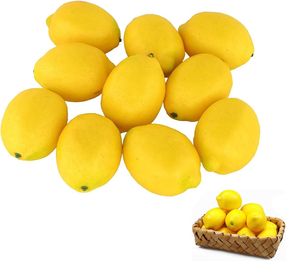 10 stuks kunstmatige citroenen, kunstcitroen, geel nepfruit, realistisch kunstfruit, voor display, keukenaccessoires voor thuisfeest, ornament, knutselfotografie, rekwisieten, cadeau