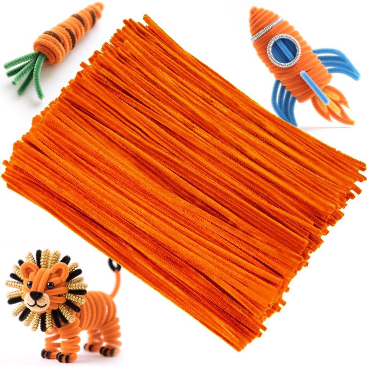 200 stuks pijpenragers voor knutselen, oranje, 30 cm | pijpenrager voor handwerk, decoraties, pijpenreiniger voor knutselen, doe-het-zelf, creatieve handgemaakte decoraties