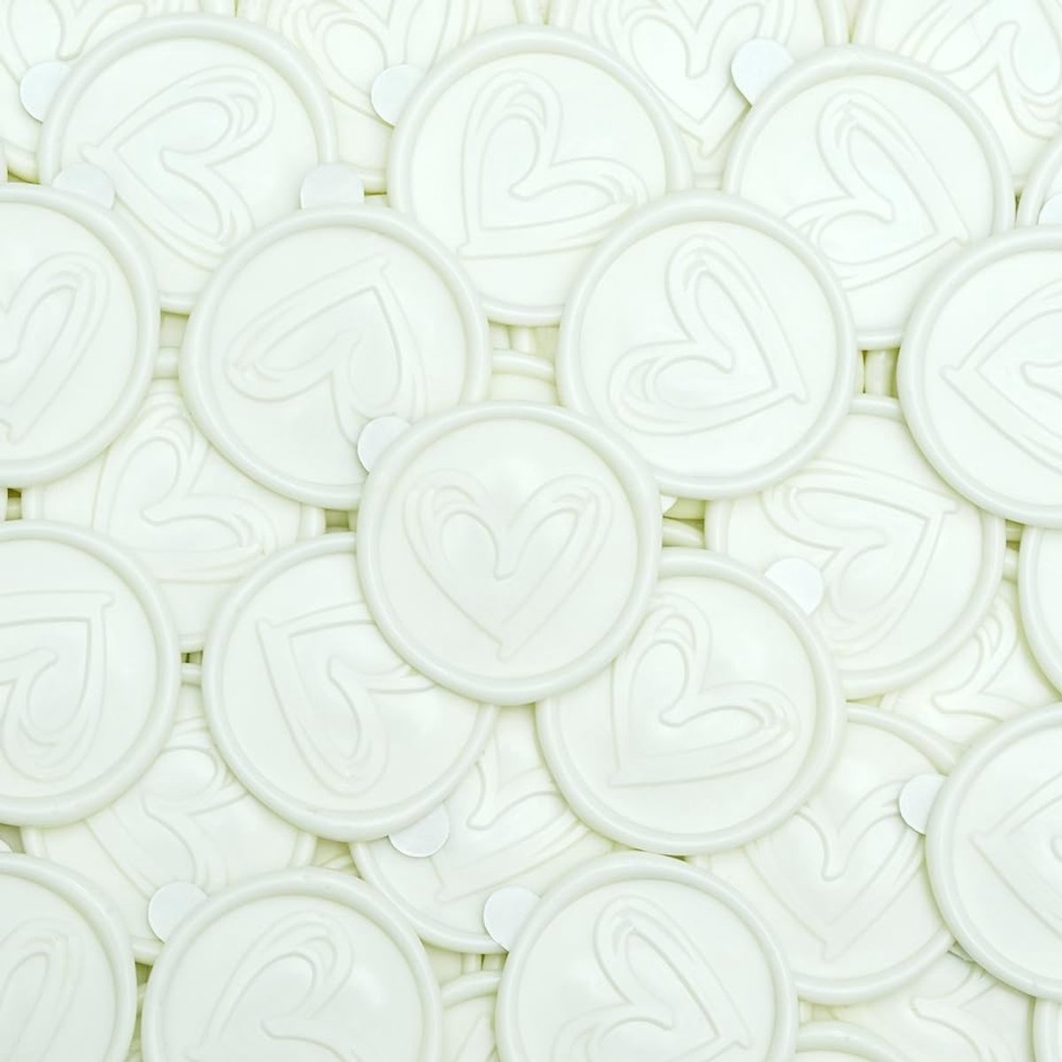 50 stuks Waszegels Zelfklevende Hart Kant-en-klare Bruiloftszegelzegels voor Uitnodigingen, Envelop, Geschenken, Scrapbooking (Wit)