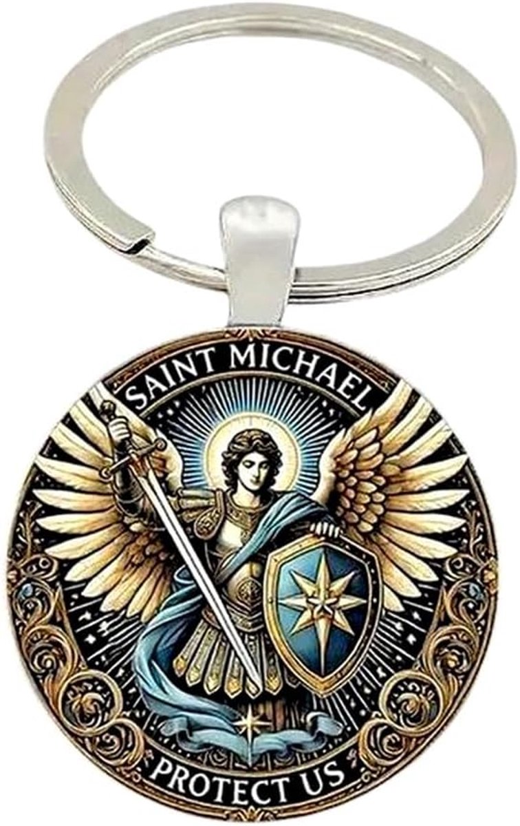 beschermheilige Michael Michael Aartsengel cabochon tas sieraden., zilver., Eén maat
