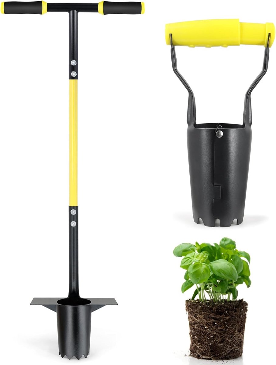 2 stuks gereedschapsset voor bollen, tuintransplantator met lange steel en kleine bollen plantgereedschap met diepe markering, ideaal voor het planten van bollen, zaailingen, bloemen en