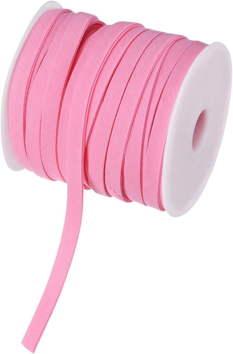 Biaisband, 1/4 inch x 25 yard biaisband, biaisband voor naaien, aanbrengen op naaien, zomen, binden, quilten, doe-het-zelf knutselaccessoires (roze)