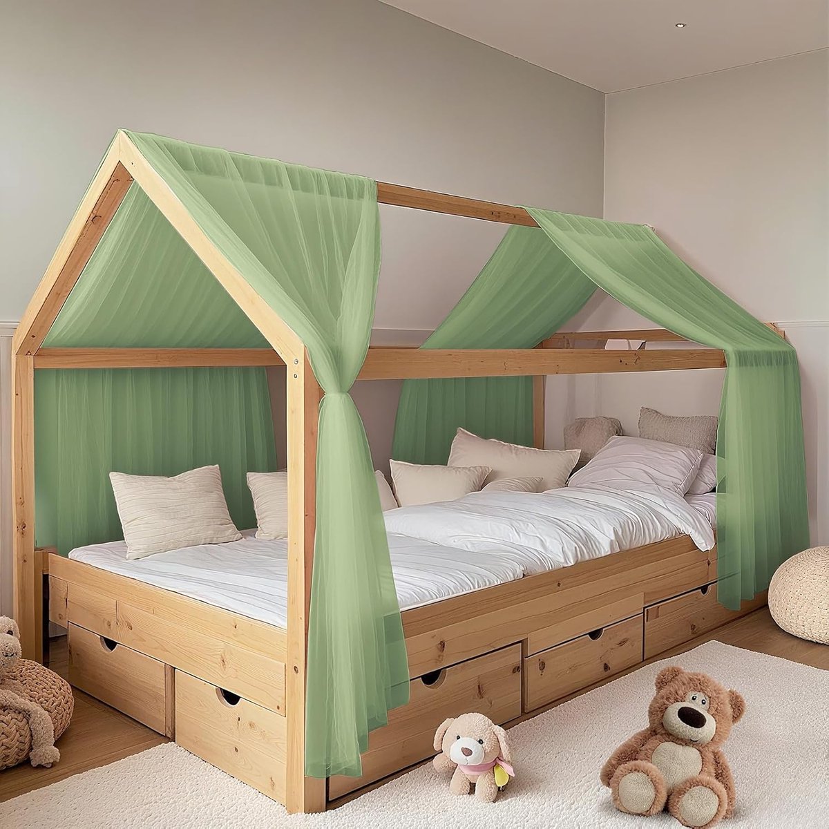 2-delige beddengoedset voor huisbeddecoratie, dekbed, huisdecoratie voor jongens en meisjes (eucalyptus, set van 2, 132 x 320 cm)