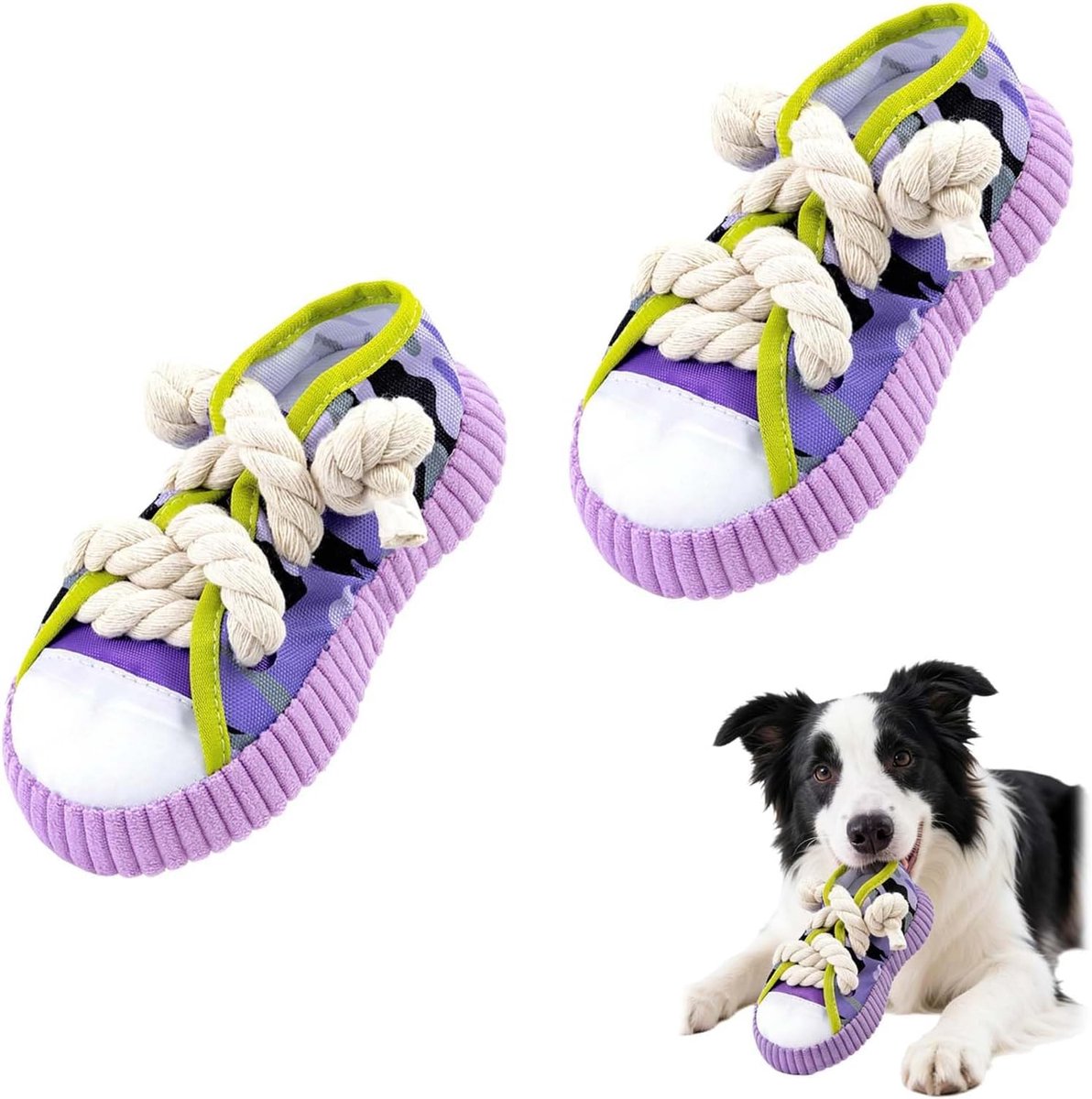 2 stuks schattig piepend hondenspeelgoed, hondenspeelgoed, piepend, piepend schoendesign, pluche dier, geschikt voor kleine honden om te spelen, kan helpen bij het tanden, schoen