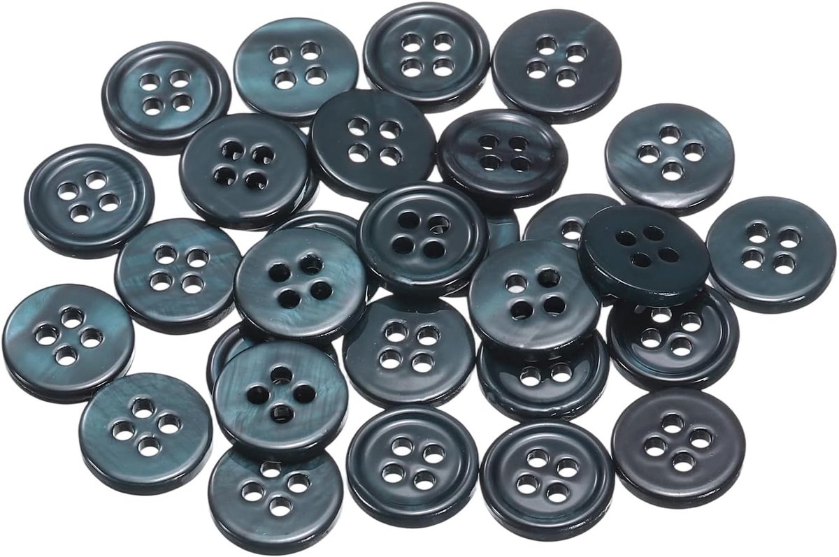 Knopen, 11,5 mm, 4 gaten, parelmoerknopen voor naaiwerk, kunsthandwerk, schelpschijven voor overhemden, decoratie, donkerblauw