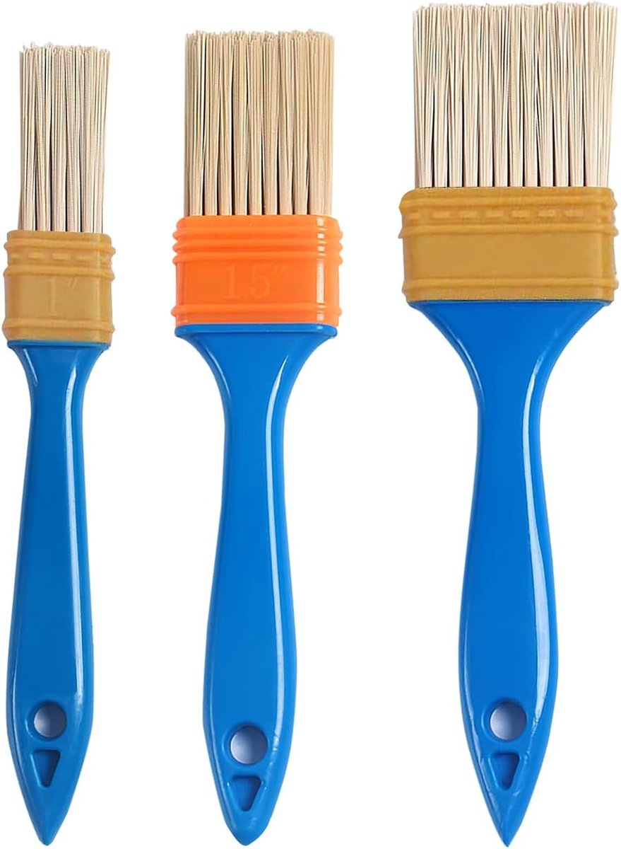 Platte kwastenset, 3 stuks verfkwasten, breedte 1/1,5/2,0 inch, schilderpenseelset, lakkwasten, penseel muurverf, kwastset met kunststof handvat, kwastset voor lakverf, schermen, decoreren, 25/35/45