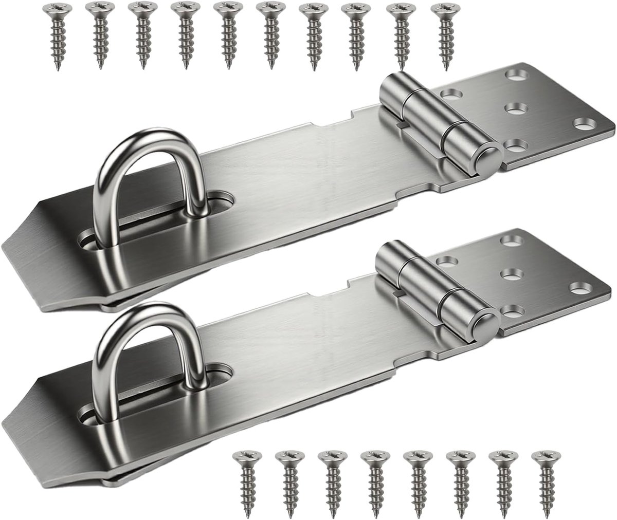 2 stuks hangslot, 12,7 cm roestvrij stalen slotvoorziening (zilver) | Veiligheidsinval, roestvrij stalen deurslot, veiligheidshaspel, slotvergrendeling, voor deur, raam, kast