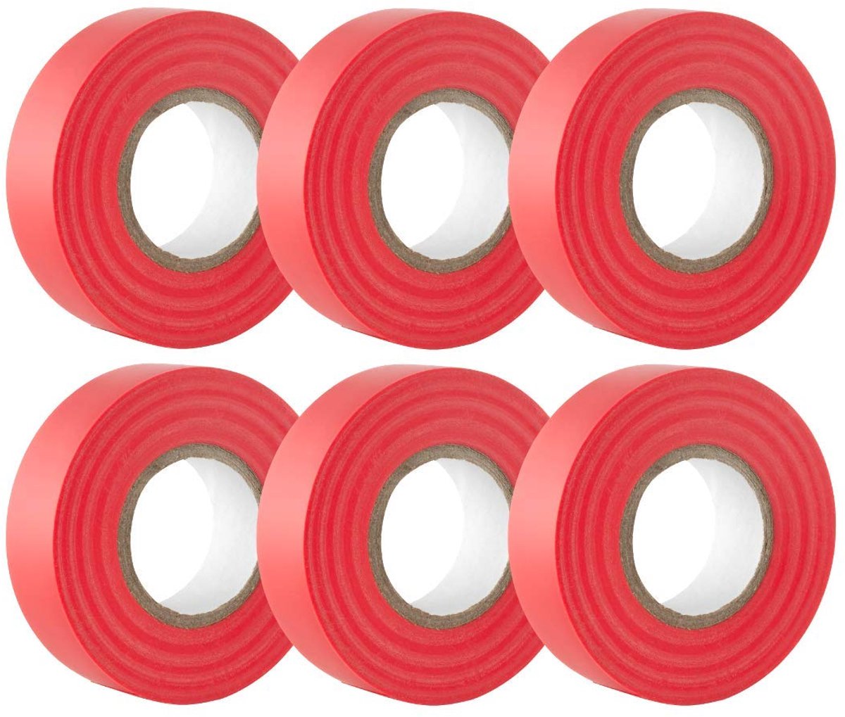 Rode elektrische tape, 19 mm x 20 m, sterke zelfklevende pvc-isolatietape voor isolatie, reparatie en bescherming van elektrische draden, 6 rollen