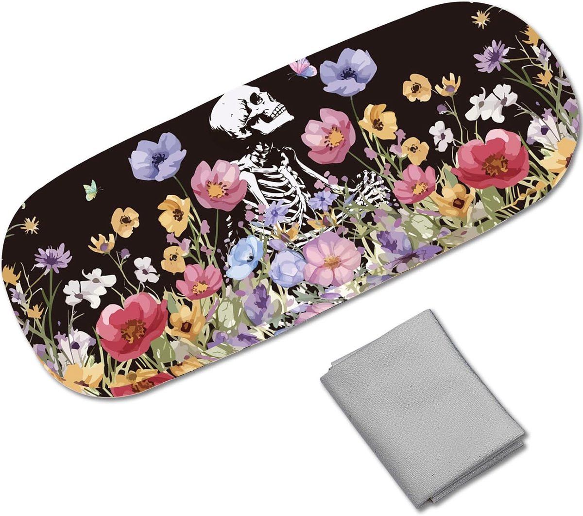 Harde Brillenkoker Boho View Brillenkoker Lederen Draagbare Dunne Bril Beschermhoes Schaal Etui Reinigingsdoekje Vrouwen en Mannen 16,2 x 6,4 x 3,9 cm