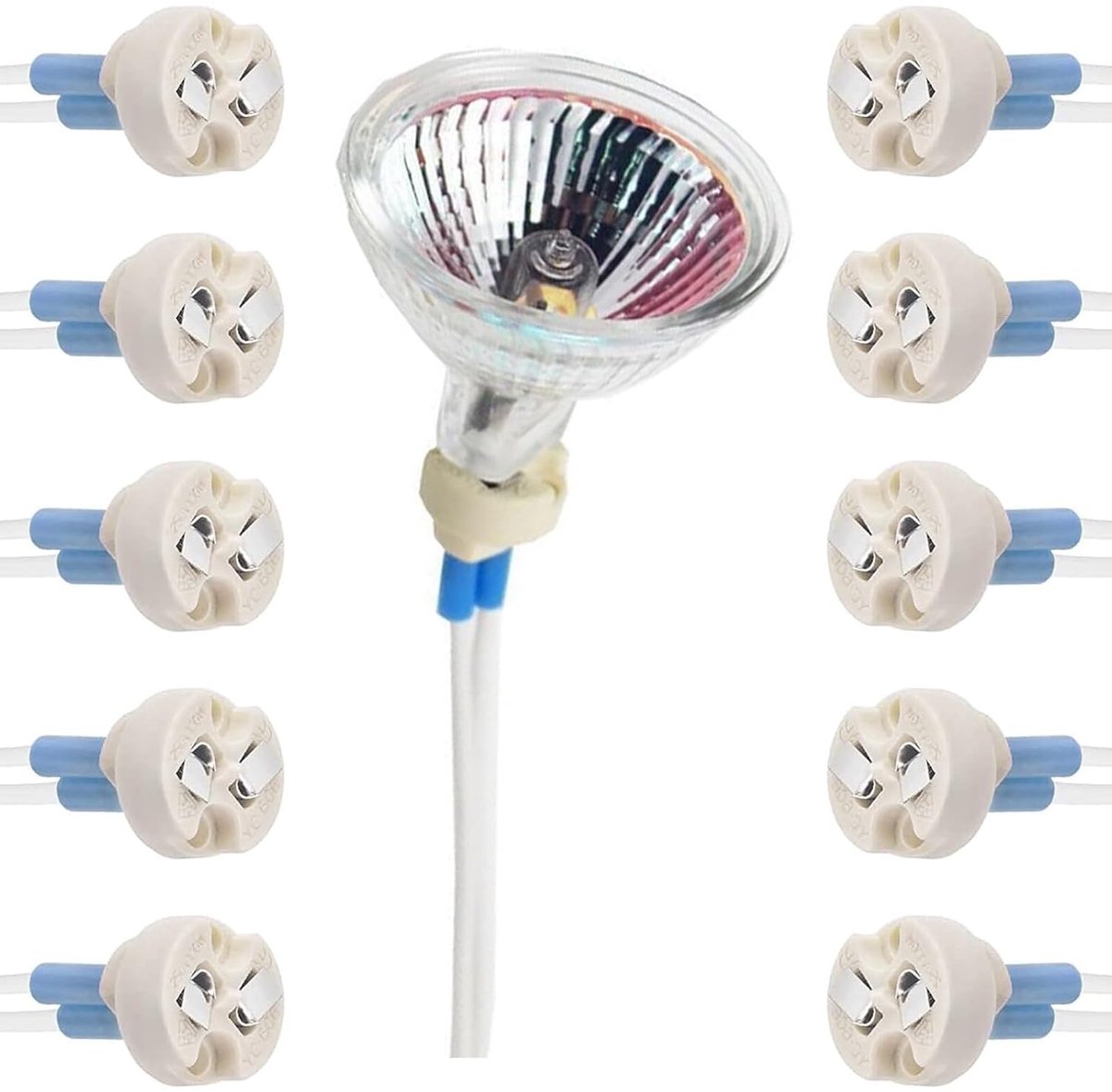 Lampvoetfitting, halogeenlampfitting, 10 stuks keramische fitting, MR16 fitting, voor MR16/GU5.3/G4G4/GY6.35/GX5.3/GZ4/MR11, bipin base voor halogeen/ledlamp, 10 stuks Butyeak