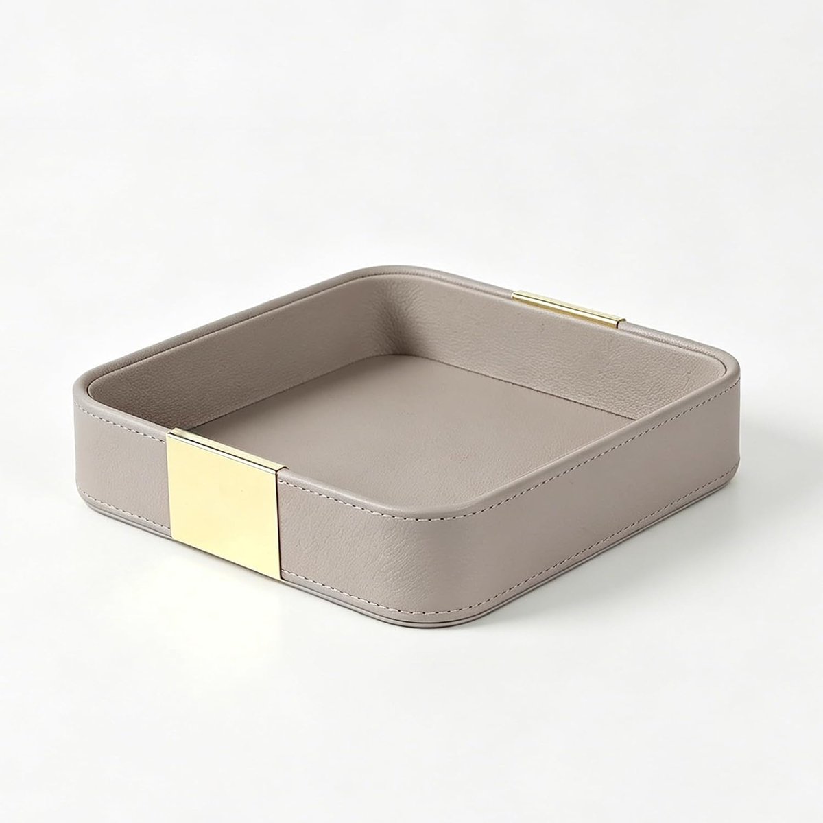 Luxe lederen desktopopslag, kleine catchall organizer, decoratief dienblad voor de ingangstafel om sieraden, horloge, cosmetica, sleutels, telefoon, portemonnee, thuis- en kantooraccessoires