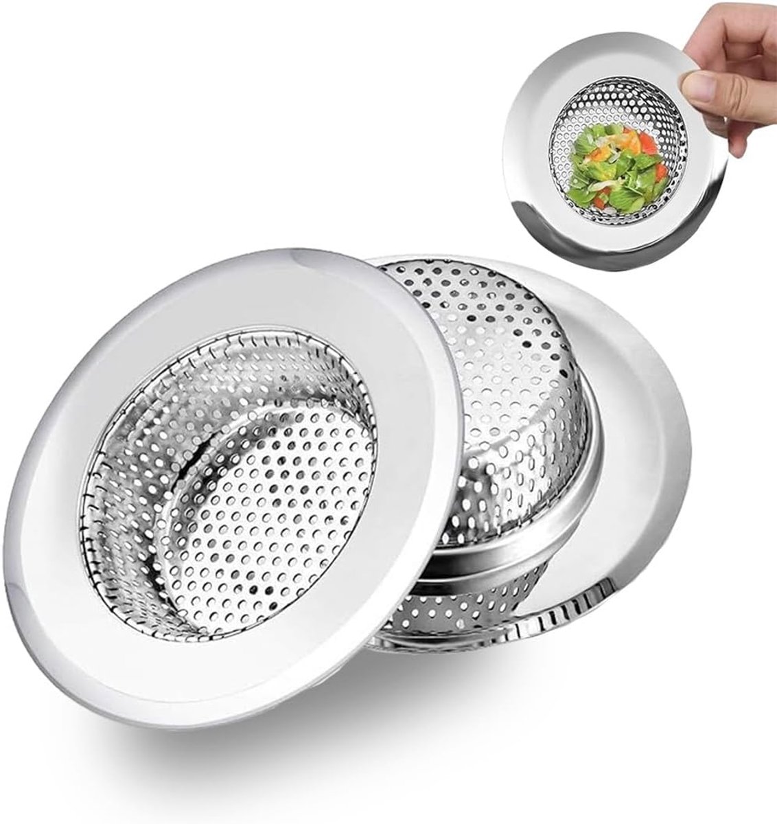 2 stuks filters voor keukenspoelbak, gootsteen van roestvrij staal, filter voor wastafel, badkuip of keukenspoelbak, 7 cm