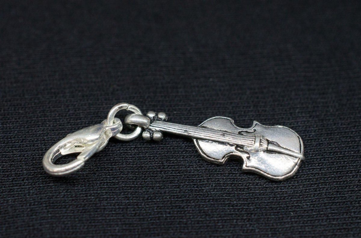 Viool Charm muziekinstrument zilver 22 mm - handgemaakte modesieraden I kettinghanger verzilverd - bedelhanger bedelarmband - hanger voor armband