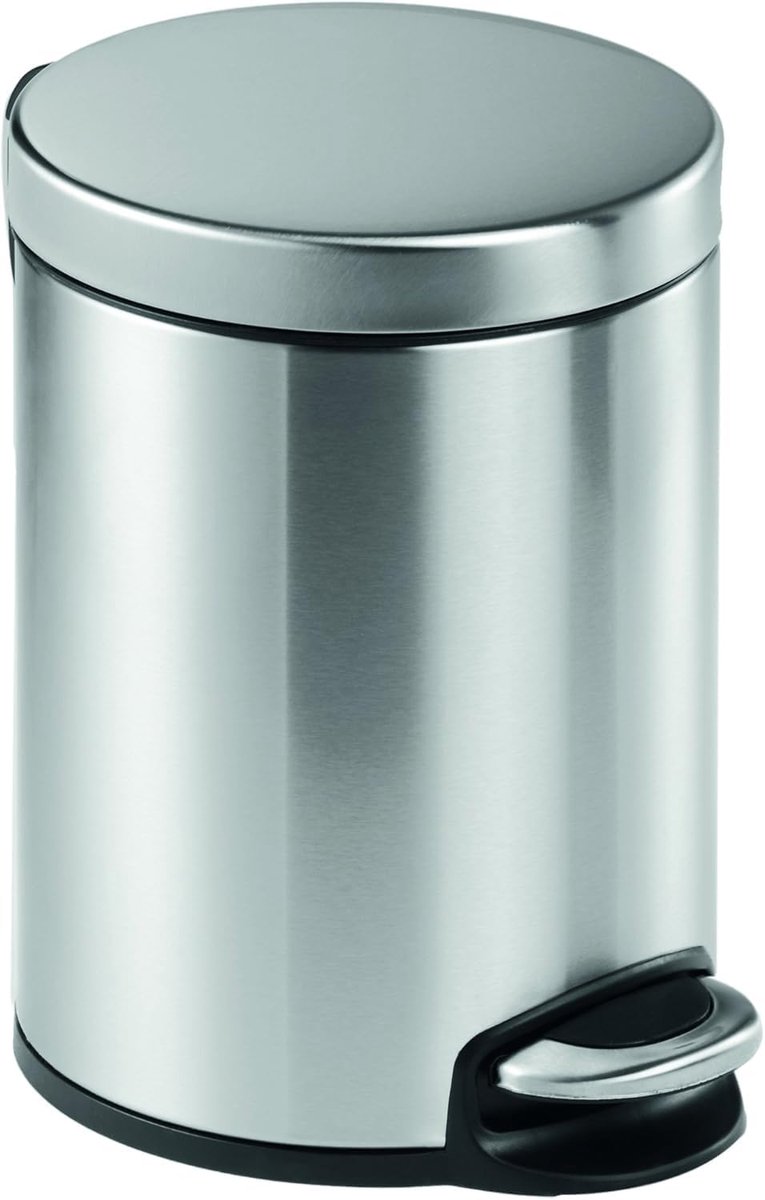 340023 Pedaalemmer roestvrij staal, rond, 5 liter, uitneembare binnenemmer, zilver
