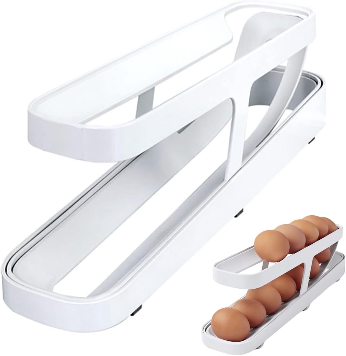 Eierhouder voor Koelkast, Rolldown Koelkast Eierdispenser, Eierhouder voor de Keuken, voor Keukenkastjes, Koelkasten, voorraadkasten (Dubbel)