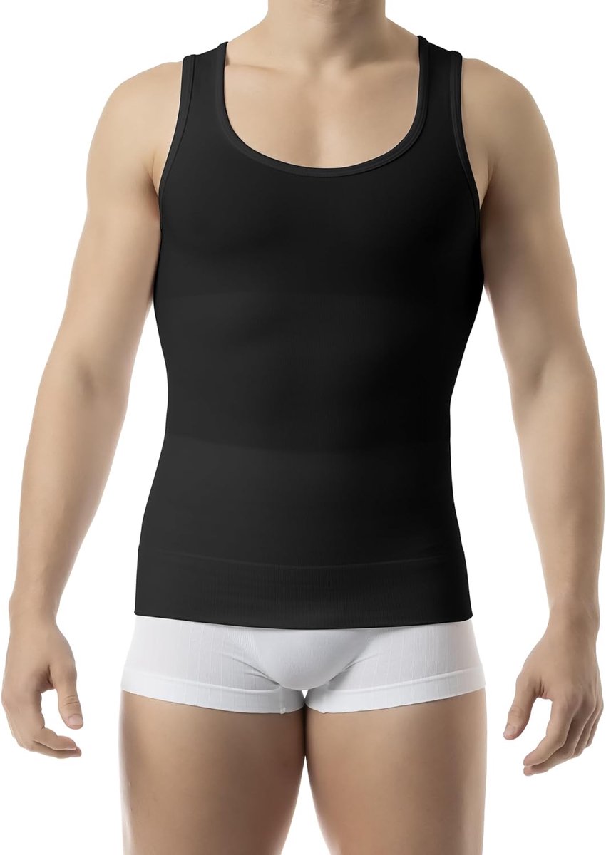 Compressie Hemd Heren Katoen, Tummy Control Shapewear, Made in Italy, 417