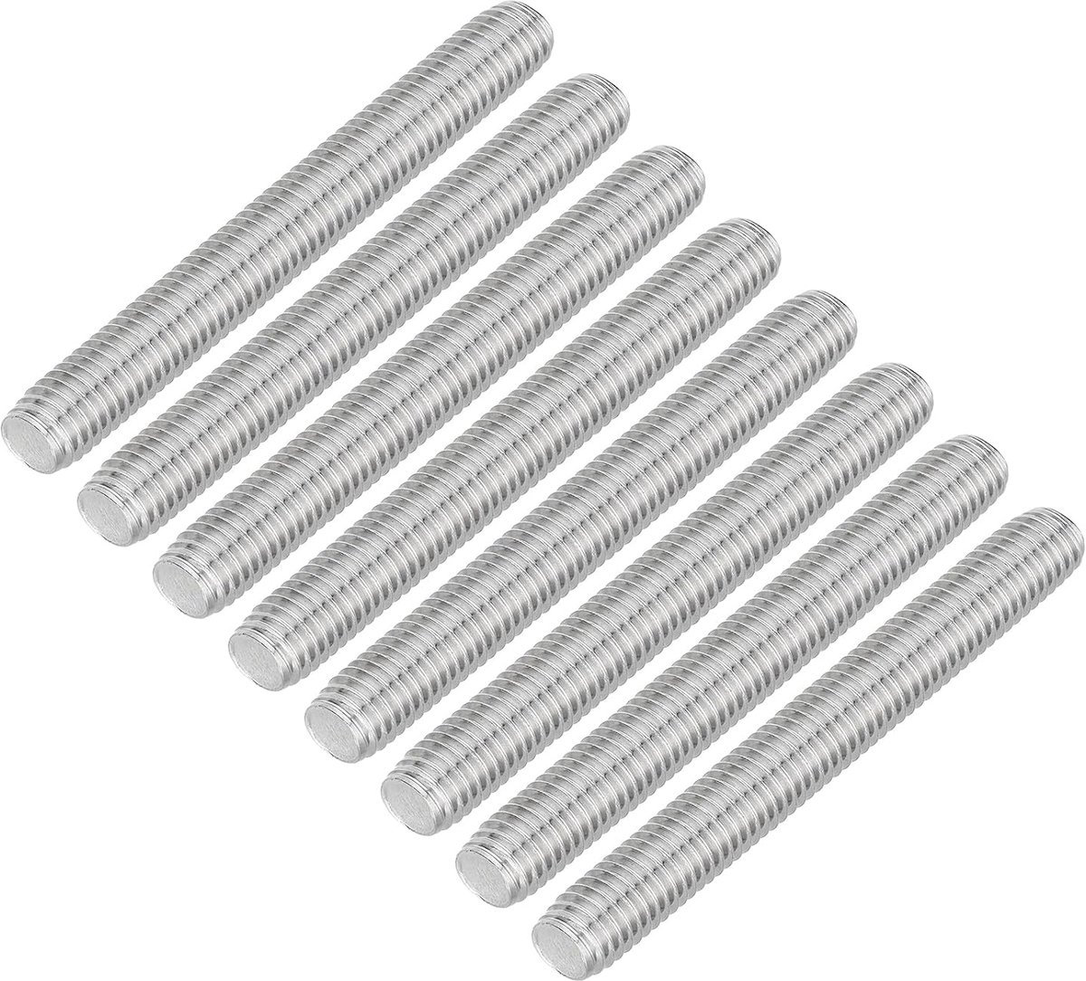 8 stuks draadstangen, M10 x 80 mm roestvrij staal 304 klinknagels stang met rechtse schroefdraad M10-1,5 schroefdraad voor montage van meubels en machines