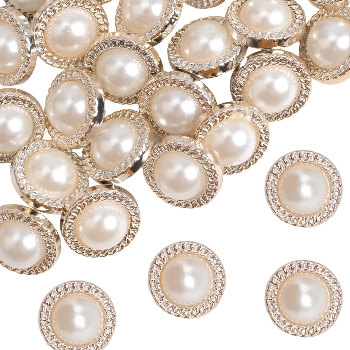 Knopen, 30 stuks Acryl Ronde Ketting Kant Zonnebloem Parel Knopen voor Shirt, Gebreide Jurk, Naaien & Kleding Decor, 15mm