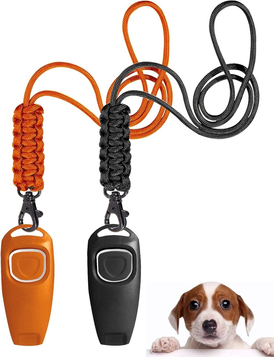 Hondenfluitje voor terugroeping training-Hoge Frequentie, 2-In-1 Ontwerp, Terugroephonden, Kan Door Menselijke Oren Worden Gehoord (oranje)