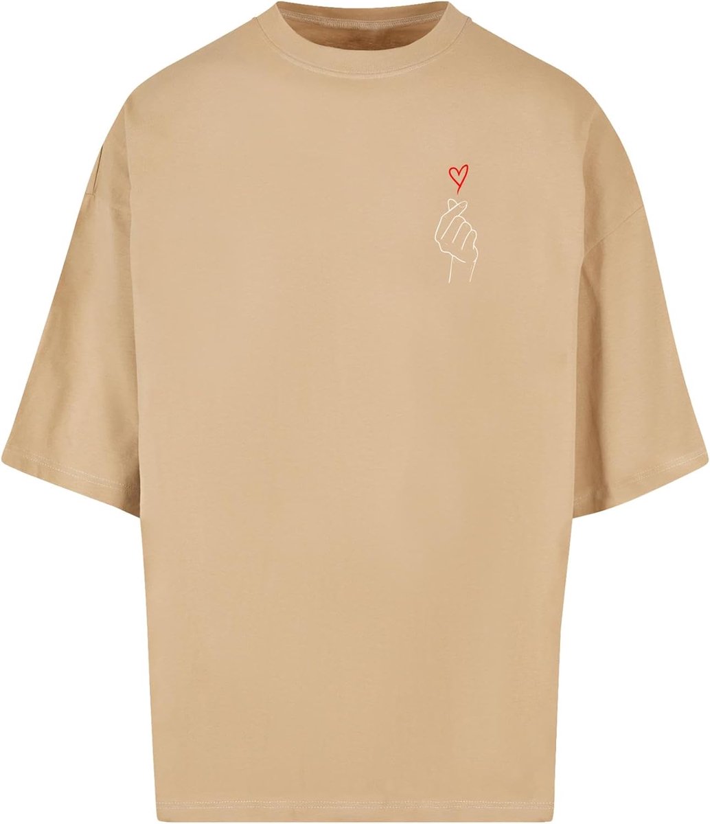 Male Bandanas K Heart Enorme Tee, Oversized Fit, 100% Katoen, L, Unionbeige, L