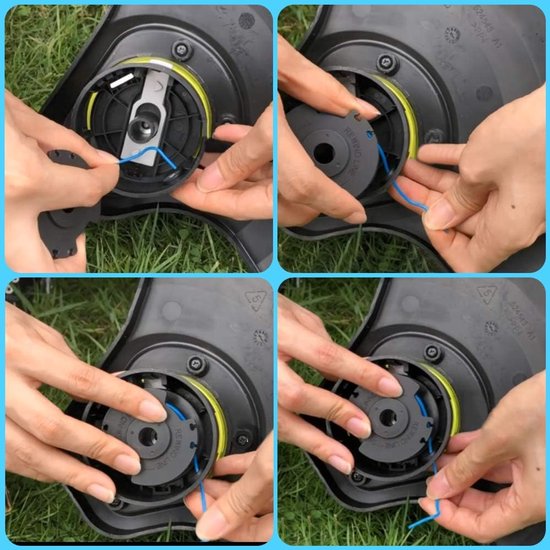 6 stuks vervangende draadspoel voor Ryobi grastrimmer met trimmerkap Heqishun reservespoel compatibel met Ryobi One + AC14RL3A-18V 24V 40V vervangende trimmer draadspoel set (Onhe trimmerkap)) — afbeelding 4
