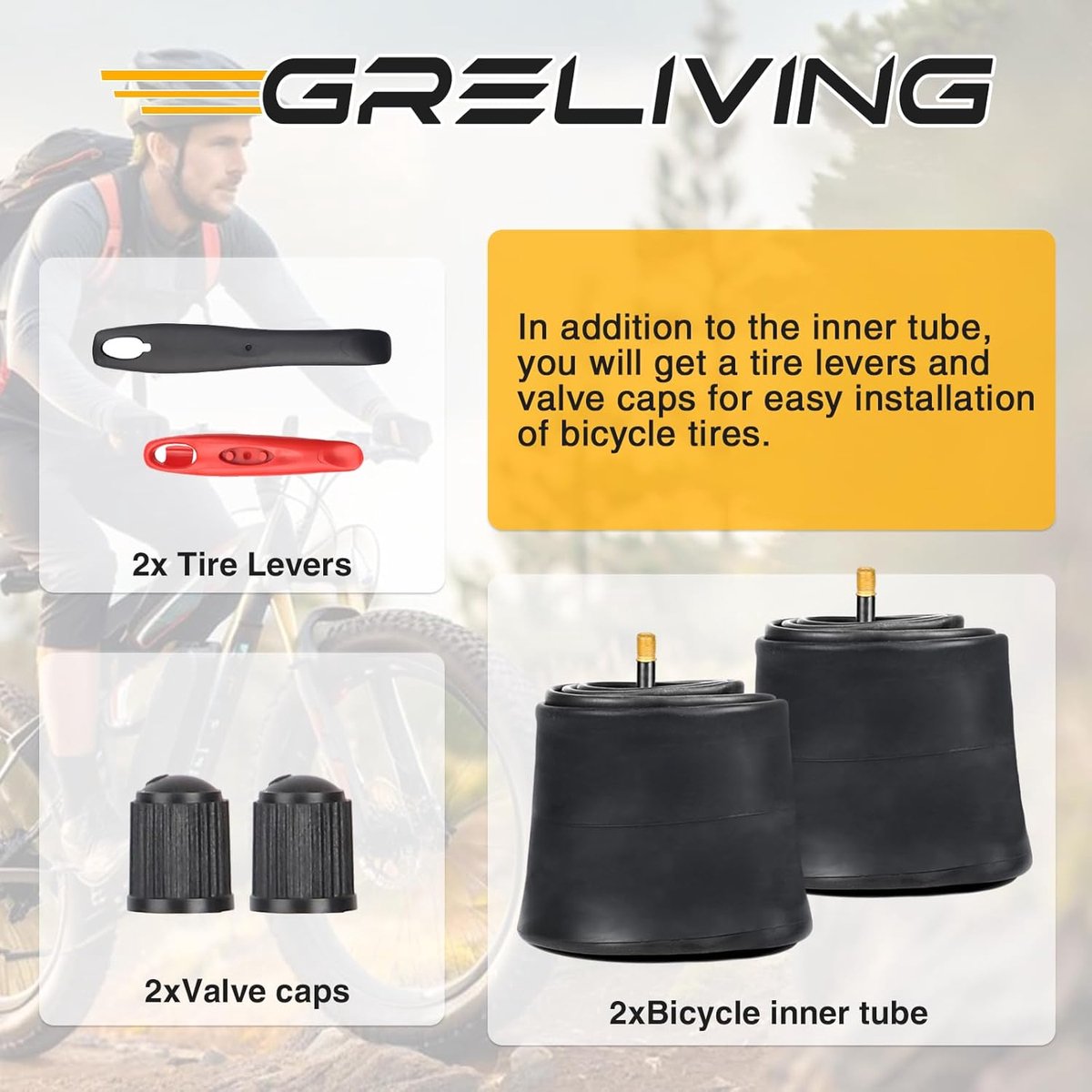 2 stuks 20 x 4,0/26 x 4,0 fietsbinnenband 20/26 inch AV35 mm binnenband voor Fat Bike / mountainbike elektrische fiets binnenband