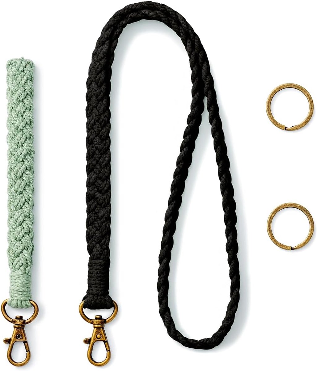2 stuks sleutelhangers macramé armband sleutelband vrouw sleutelband kort boho sleutelkoord