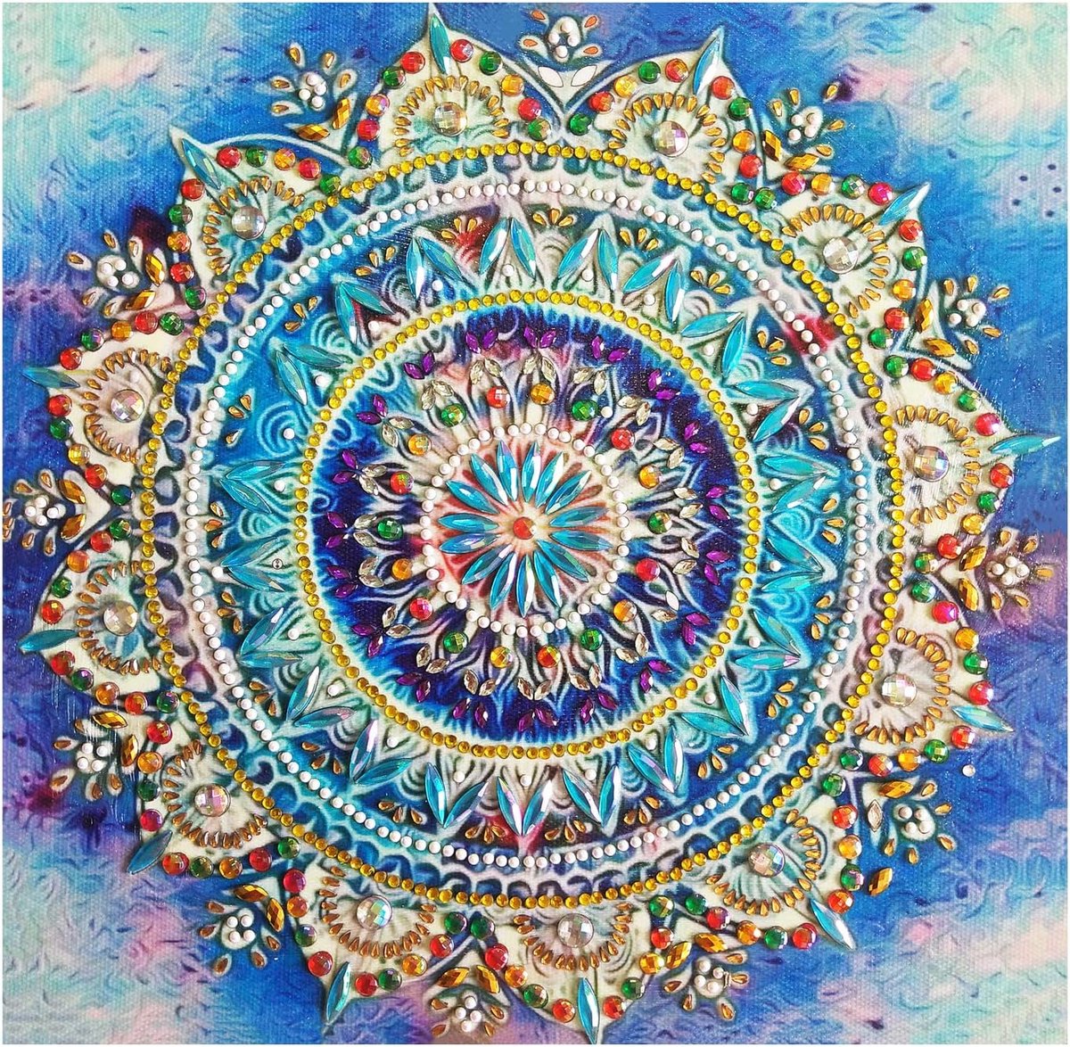 DIY 5D Diamant Schilderij Kit, Mandala Perzische Bloem Volledige Boor Diamant Borduurwerk Schilderij Kruissteek Ambacht voor Thuis Muur Decor (30x30cm)