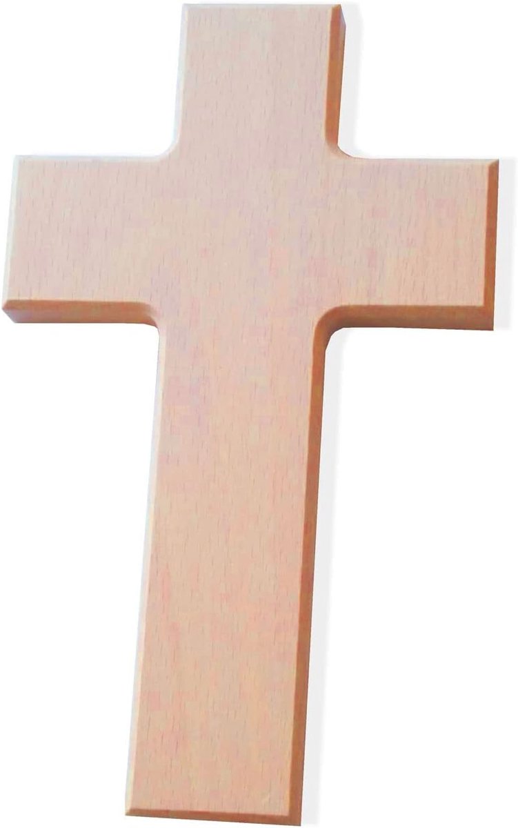Houten kruis 20 x 12 cm - kruis om te beschilderen & vormgeven, beuken natuur wandkruis