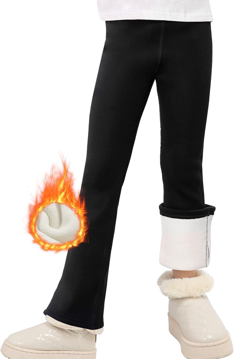 Leggings voor meisjes, gevoerde leggings met fleece, lange thermische broek voor kinderen, warme winterbroek, katoen, flared leggings